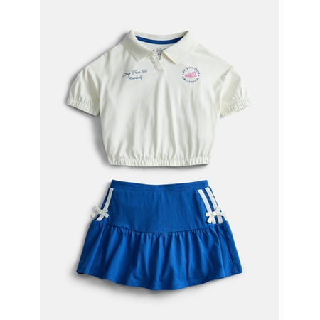 Wonder Nation Little Girls Polo and Scooter Skirt Set, Sizes 4-10