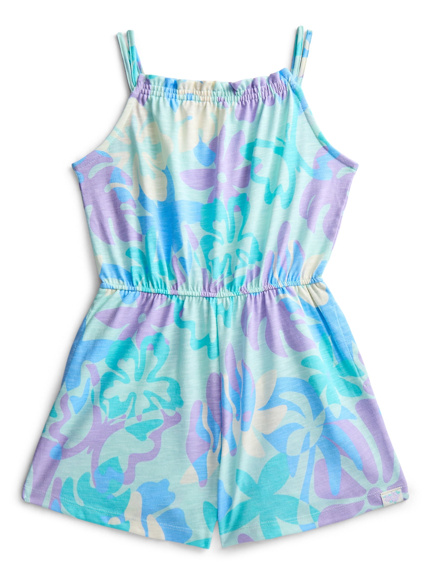 Wonder Nation Little Girls' Sleeveless Print Romper, Sizes 4-10