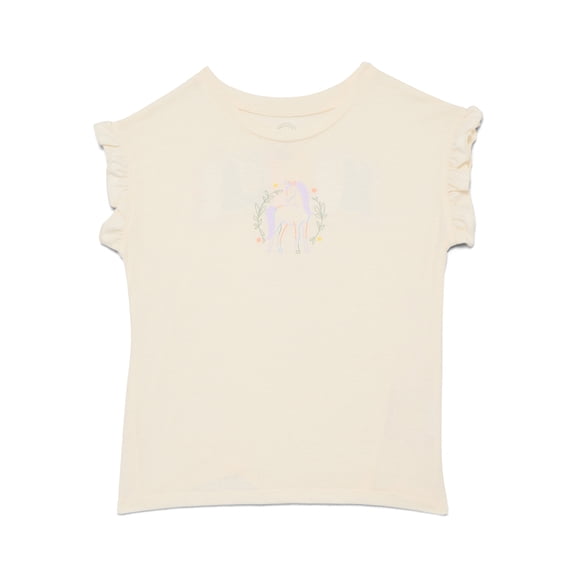 Wonder Nation Girls Ruffle Dolman Tee, Sizes 4-10
