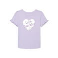 thumbnail image 1 of Wonder Nation Little Girls Short Ruffle Sleeve Graphic Tee, Sizes 4-10, 1 of 3