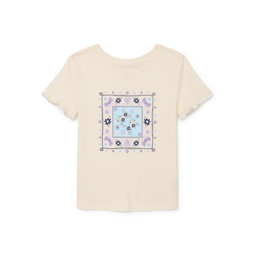 Wonder Nation Little Girls Short Ruffle Sleeve Graphic Tee, Sizes 4-10