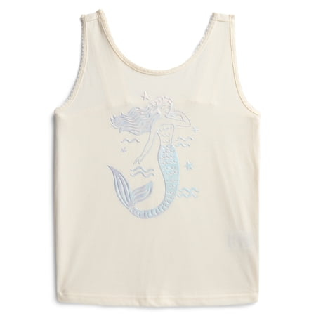 Wonder Nation Little Girls' Graphic Tank Top with Scalloped Trim, Sizes 4-10