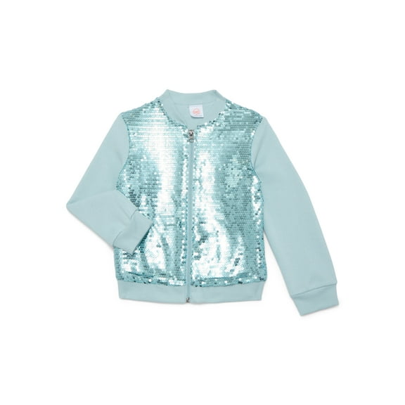 Wonder Nation Little Girls Sequin Bomber Jacket, Sizes 4-10