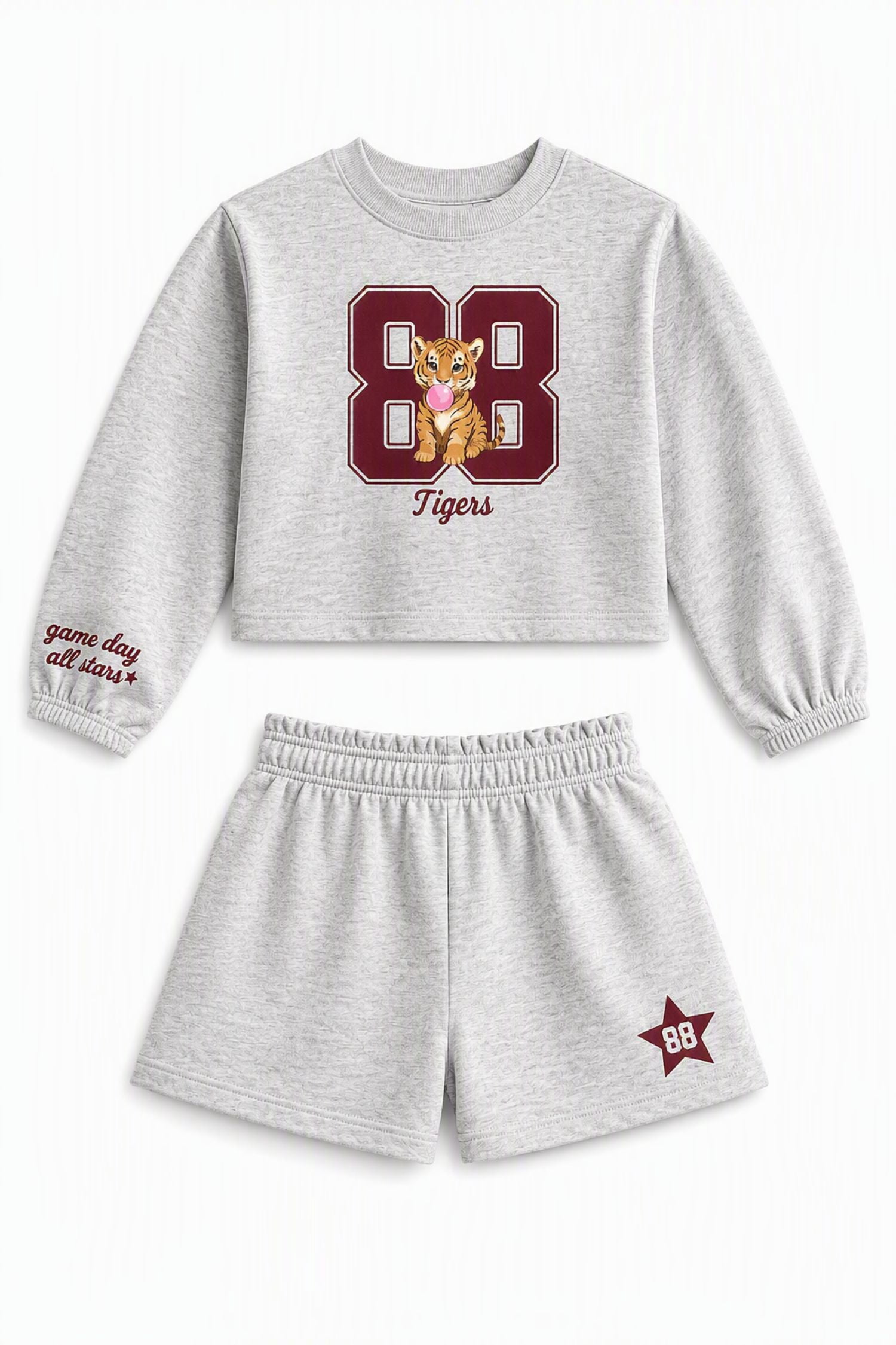 Wonder Nation Little Girls Crewneck Sweatshirt and Shorts Set, 2 Piece, Sizes 4-10
