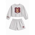 thumbnail image 1 of Wonder Nation Little Girls Crewneck Sweatshirt and Shorts Set, 2 Piece, Sizes 4-10, 1 of 3
