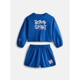thumbnail image 1 of Wonder Nation Little Girls Crewneck Sweatshirt and Shorts Set, 2 Piece, Sizes 4-10, 1 of 3