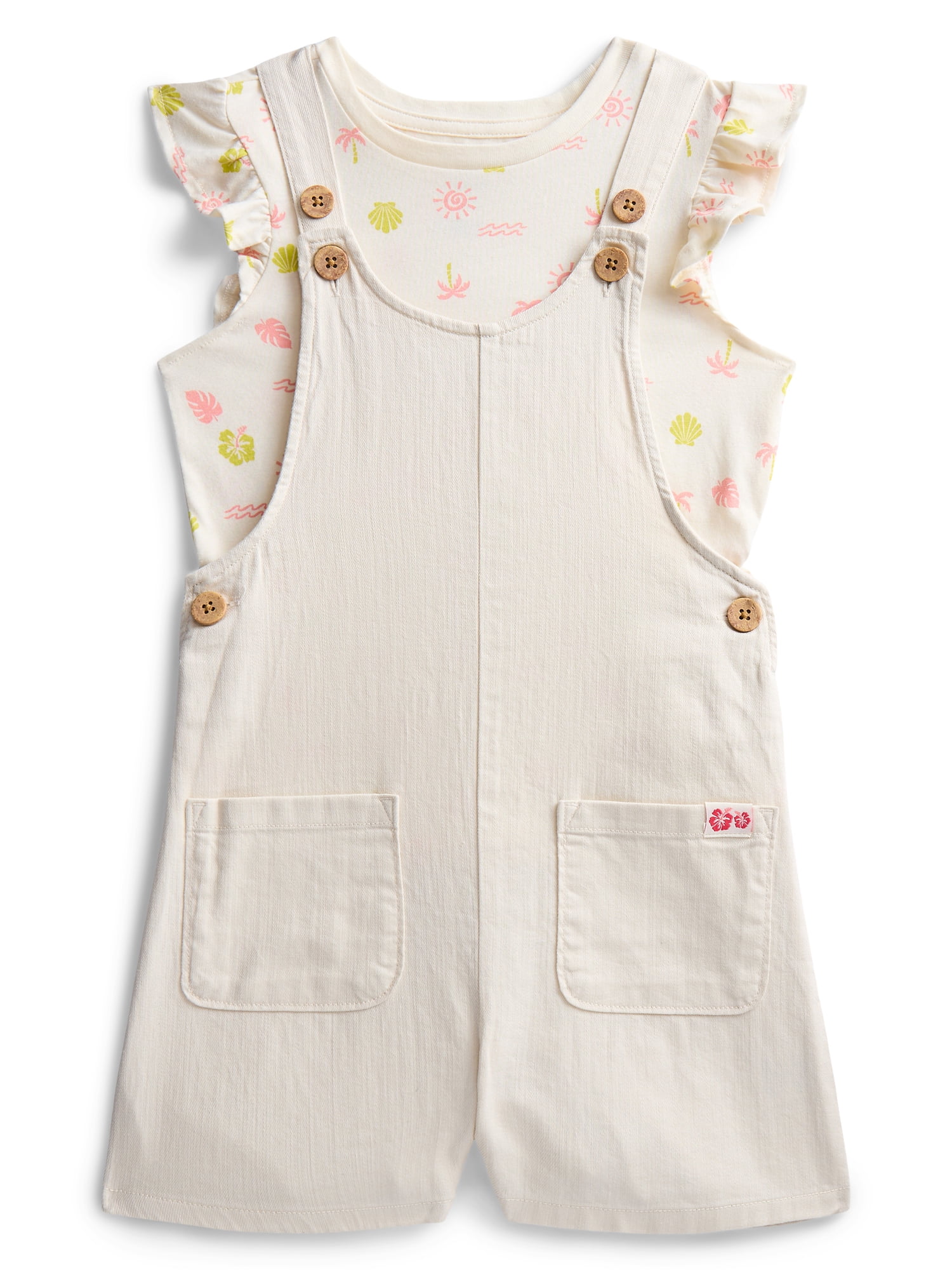 Girls Shortall and Short Sleeve Tee Set, 2-Piece, Sizes 4-10