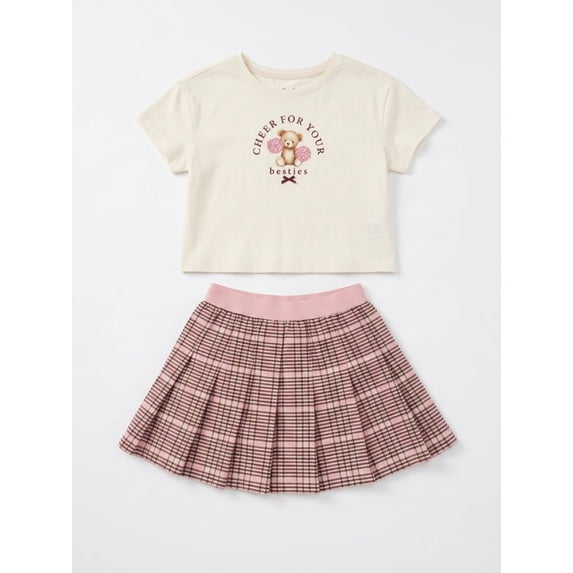 Wonder Nation Little Girls T-Shirt and Scooter Skirt Set, Sizes 4-10