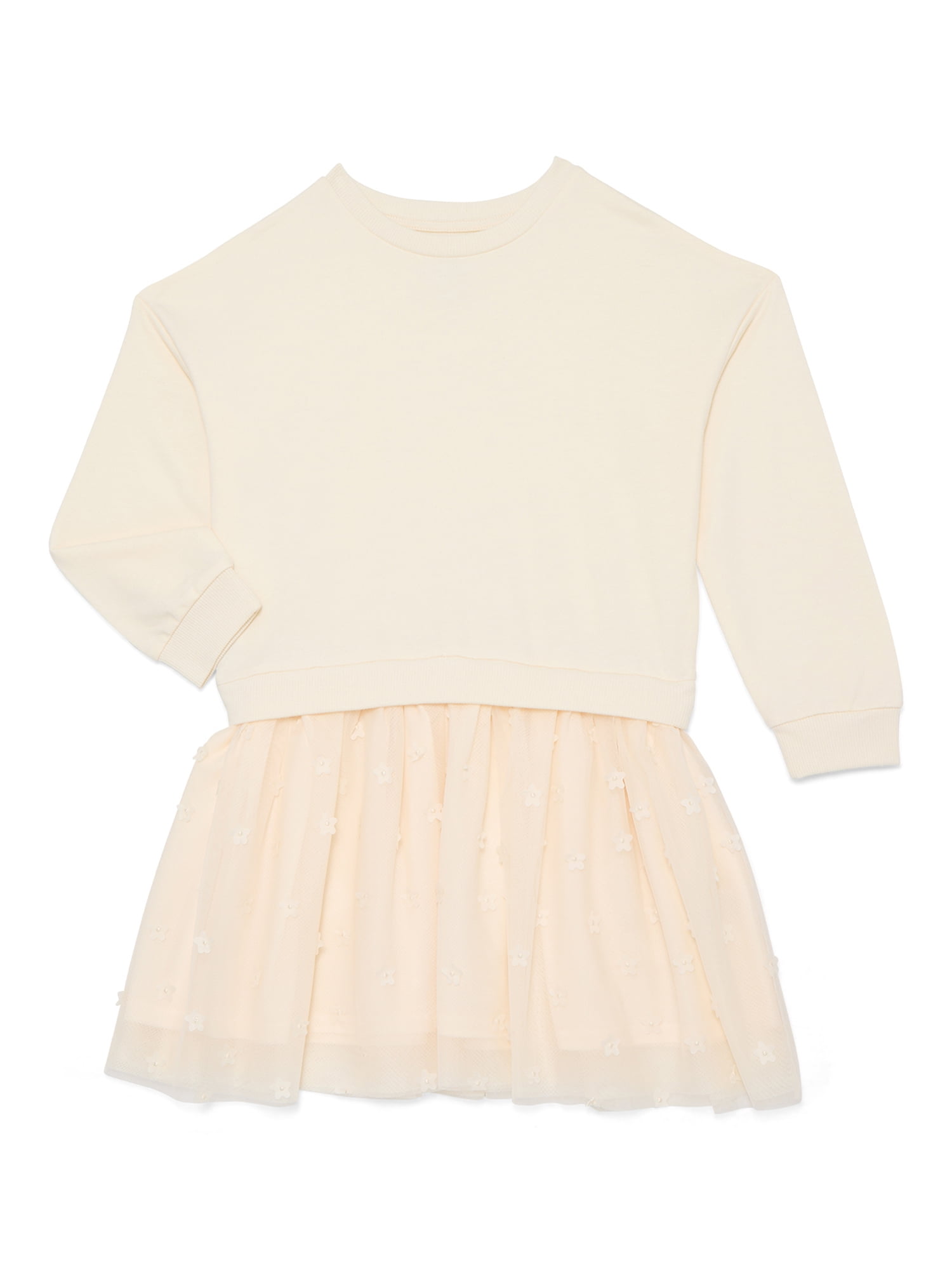 Wonder Nation Girls Sweatshirt Dress with Long Sleeves, Sizes 4-10