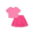 thumbnail image 1 of Wonder Nation Little Girls Boxy Tee and Tutu Skirt Set, 2-Piece, Sizes 4-10, 1 of 3