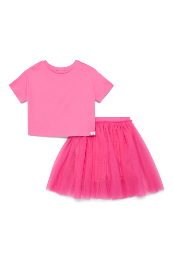 Little Girls Boxy Tee and Tutu Skirt Set, 2-Piece, Sizes 4-10