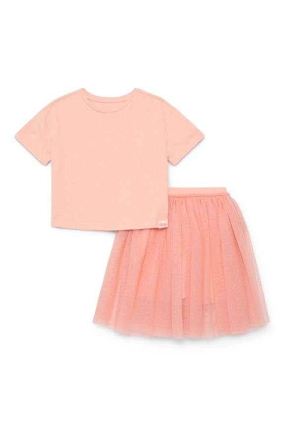 Little Girls Boxy Tee and Tutu Skirt Set, 2-Piece, Sizes 4-10