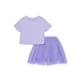 thumbnail image 1 of Wonder Nation Little Girls Boxy Tee and Tutu Skirt Set, 2-Piece, Sizes 4-10, 1 of 3