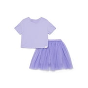 Little Girls Boxy Tee and Tutu Skirt Set, 2-Piece, Sizes 4-10