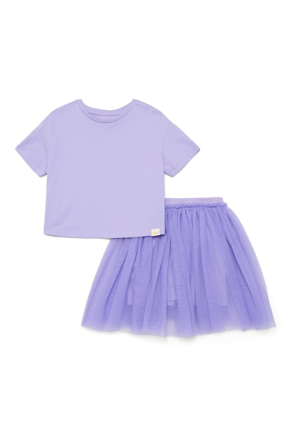 Little Girls Boxy Tee and Tutu Skirt Set, 2-Piece, Sizes 4-10