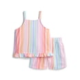 thumbnail image 1 of Wonder Nation Girls Textured Woven Cotton Top and Shorts Outfit Set, 2-Piece, Sizes 4-10, 1 of 3