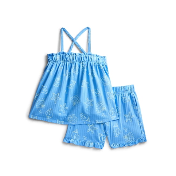 Wonder Nation Girls Trapeze Top and Shorts Outfit Set, 2-Piece, Sizes 4-10