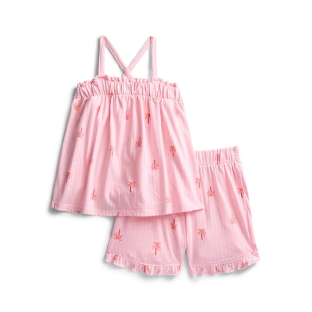 Wonder Nation Girls Trapeze Top and Shorts Outfit Set, 2-Piece, Sizes 4-10