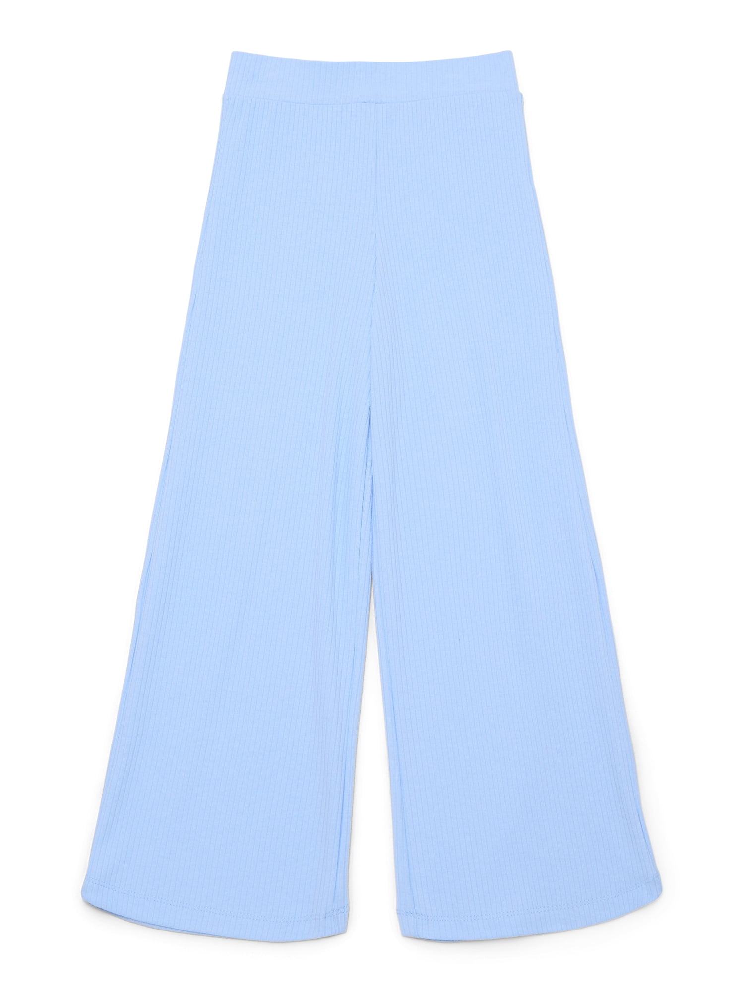 Wonder Nation Little Girls Ribbed Wide Leg Pants, Sizes 4-10