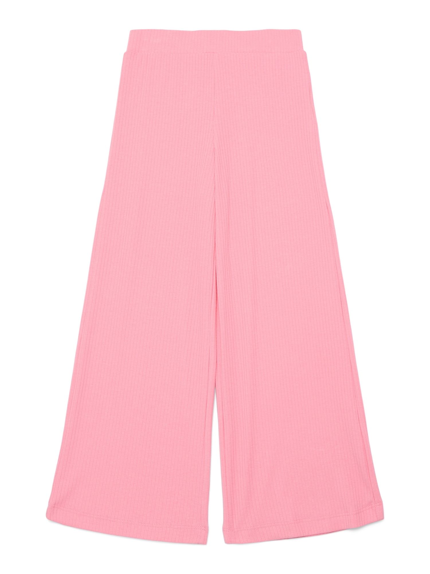 Wonder Nation Little Girls Ribbed Wide Leg Pants, Sizes 4-10