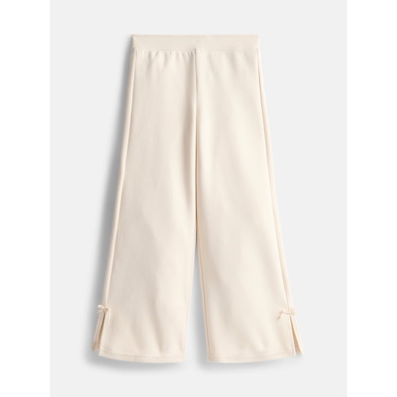 Wonder Nation Girl Wide Leg Pants with Side Slits and Bows, Sizes 4-10