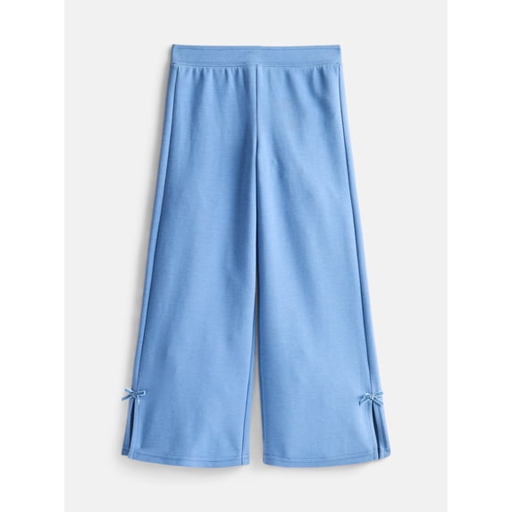 Wonder Nation Girl Wide Leg Pants with Side Slits and Bows, Sizes 4-10