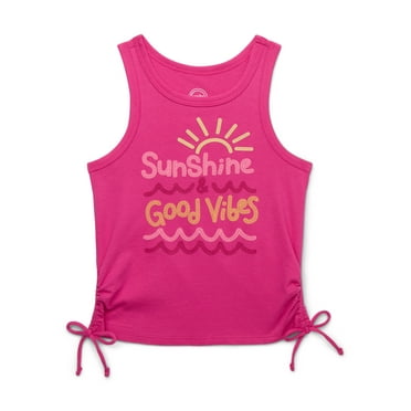Wonder Nation Little Girls & Big Girls Embellished Graphic Tank Top with Side Ties, Sizes 4-18 & Plus