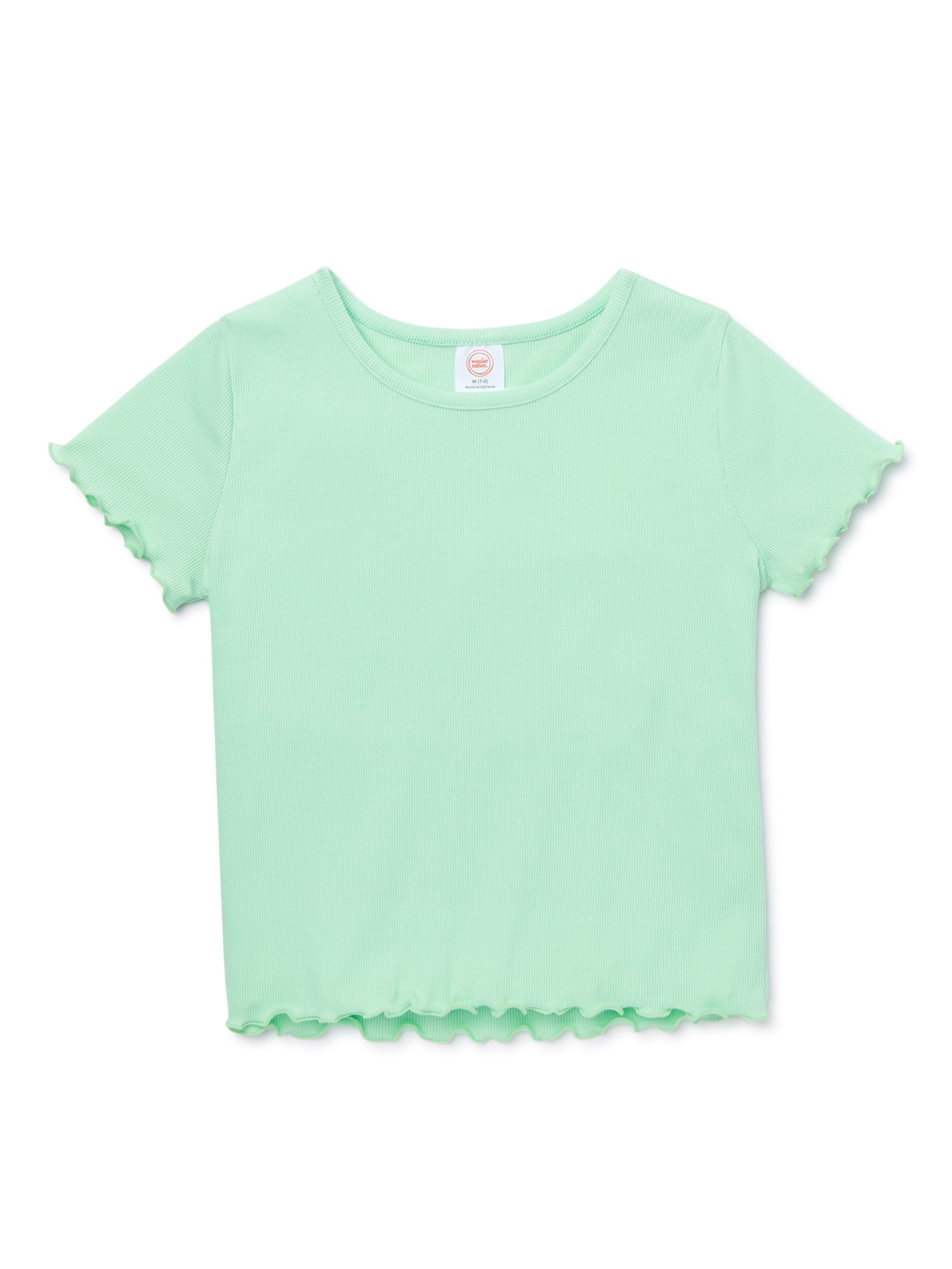 Wonder Nation Little Girls' & Big Girls' Knit Short Sleeve Rib T-Shirt