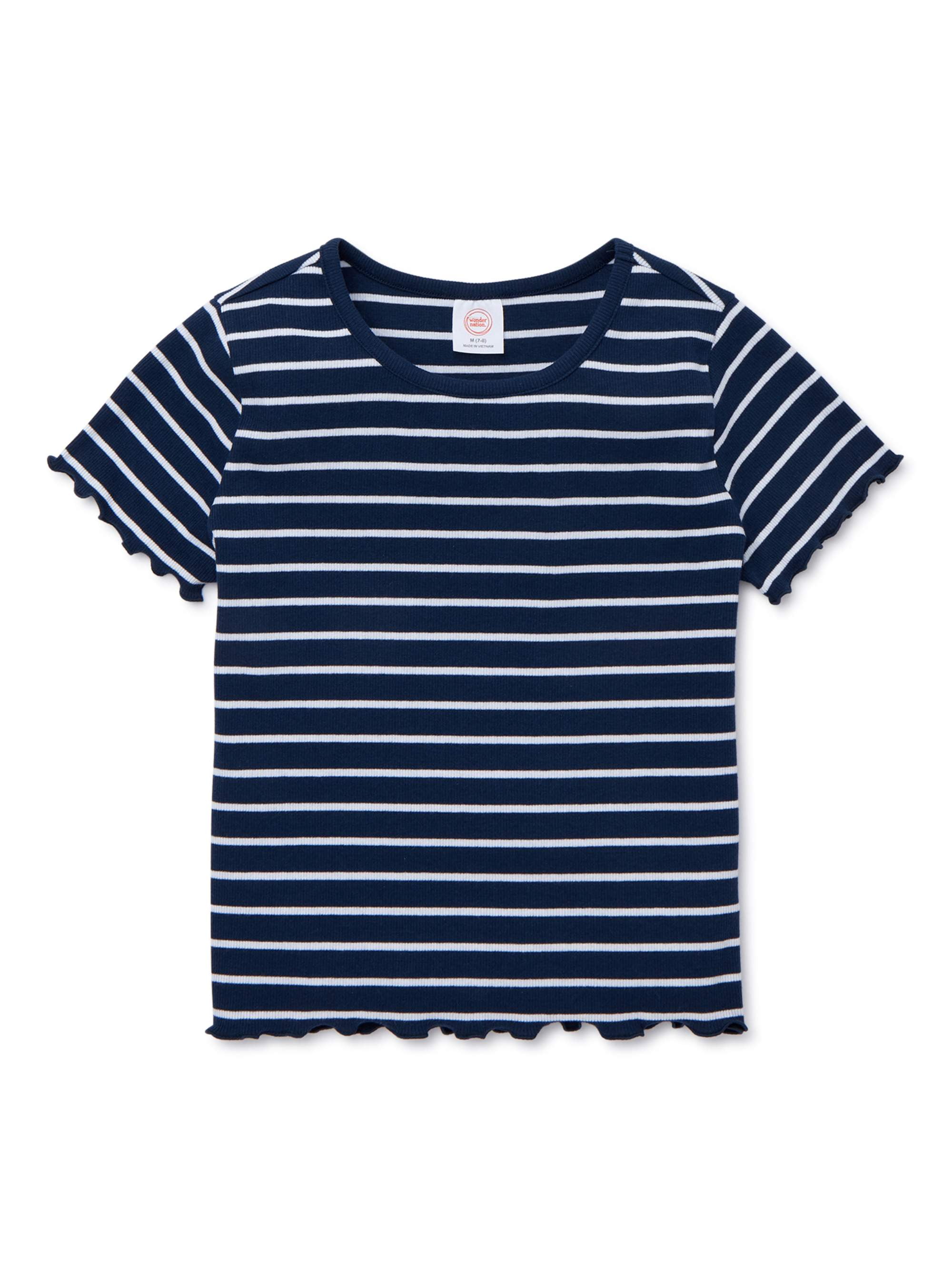 Wonder Nation Little Girls' & Big Girls' Knit Short Sleeve Rib T-Shirt