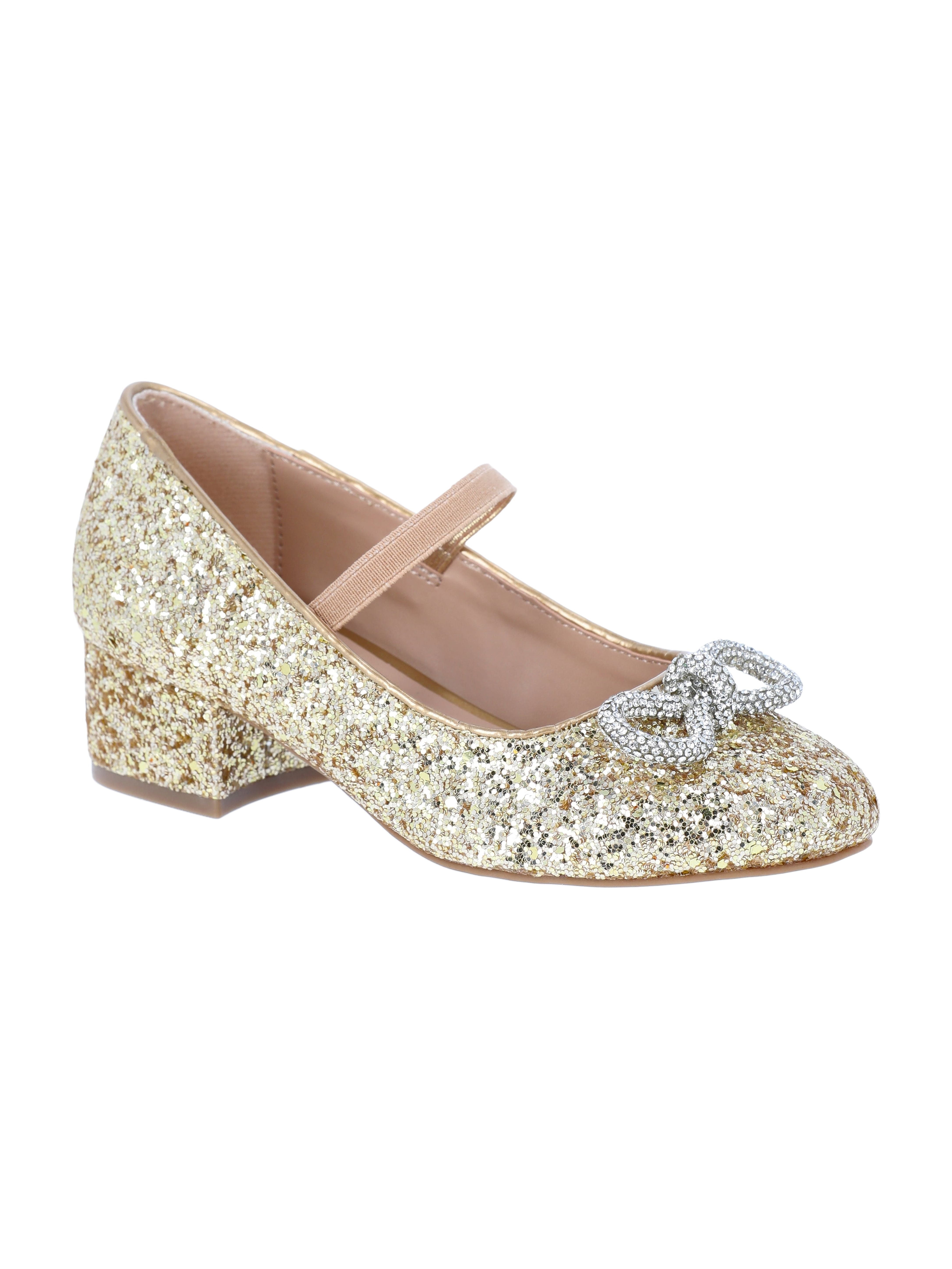 Wonder Nation Little Girls & Big Girls Rhinestone Bow Dress Heel Shoes