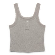 Wonder Nation Tween Girls Henley Tank Top with Lace Trim, Sizes 4-18