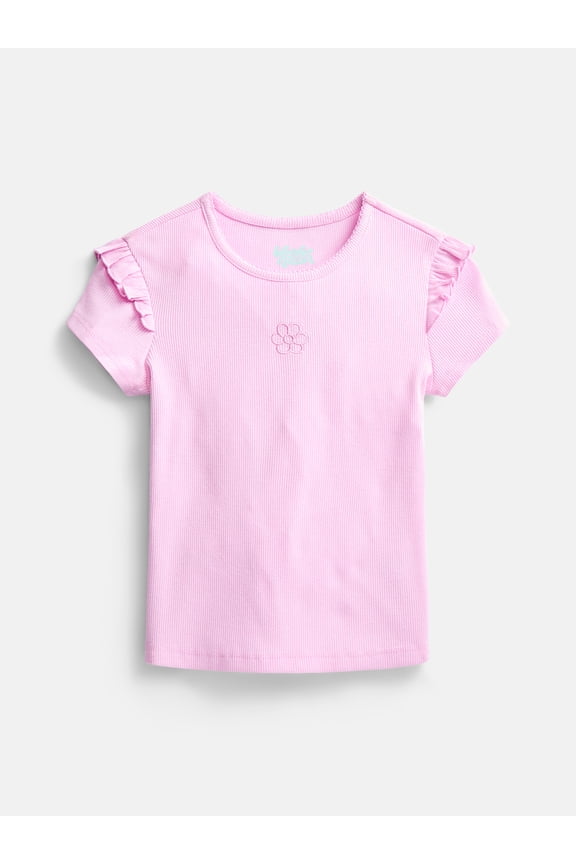 Little Girls Baby Tee with Ruffle Sleeves, Sizes 4-10