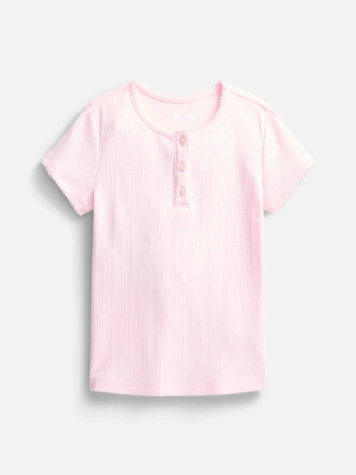 Wonder Nation Girls Baby Henley Tee with Short Sleeves, Sizes 4-10