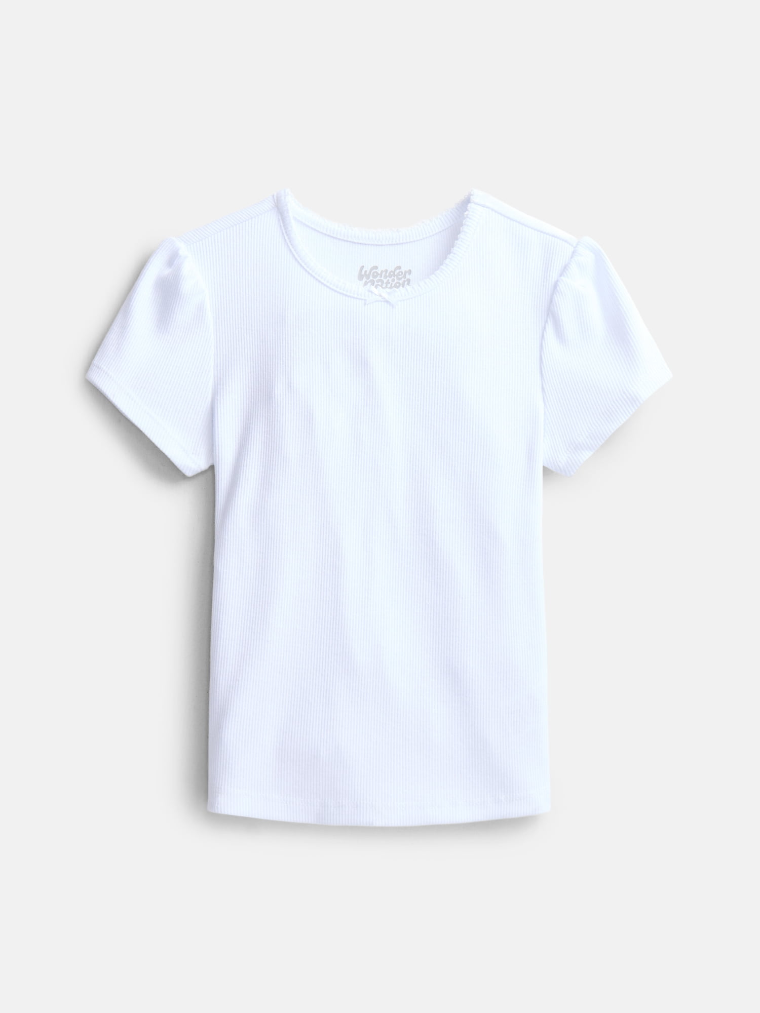 Wonder Nation Girls Baby Tee with Short Sleeves, Sizes 4-10