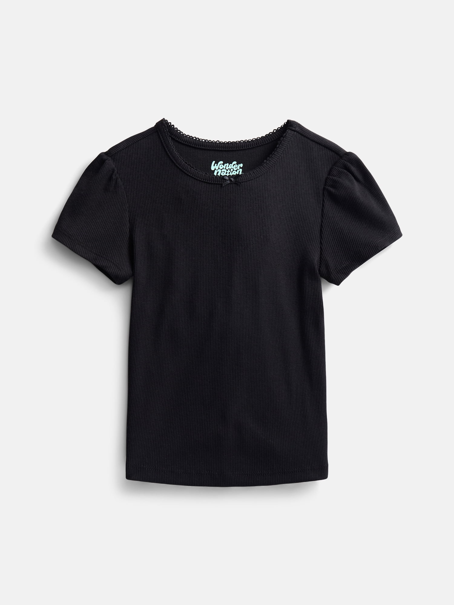 Wonder Nation Girls Baby Tee with Short Sleeves, Sizes 4-10