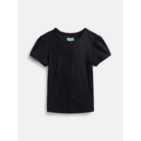 Wonder Nation Girls Baby Tee with Short Sleeves, Sizes 4-10