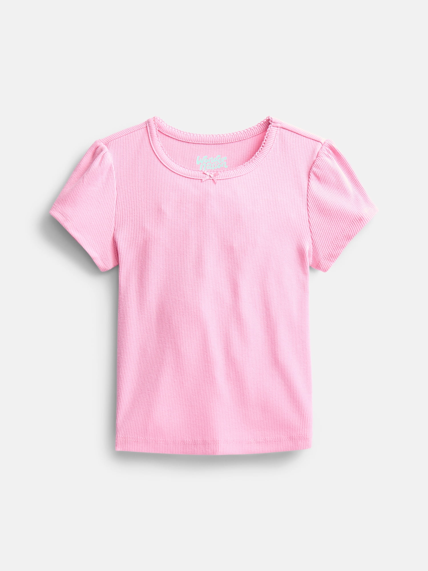 Wonder Nation Girls Baby Tee with Short Sleeves, Sizes 4-10