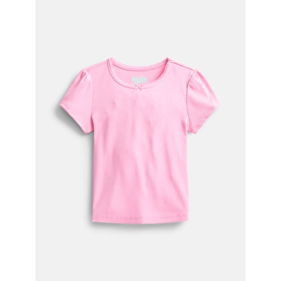 Wonder Nation Girls Baby Tee with Short Sleeves, Sizes 4-10