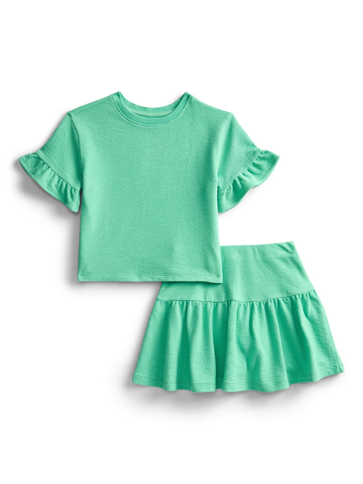 Wonder Nation Girls Ruffle Tee and Scooter Skirt Outfit Set, 2-Piece, Sizes 4-10