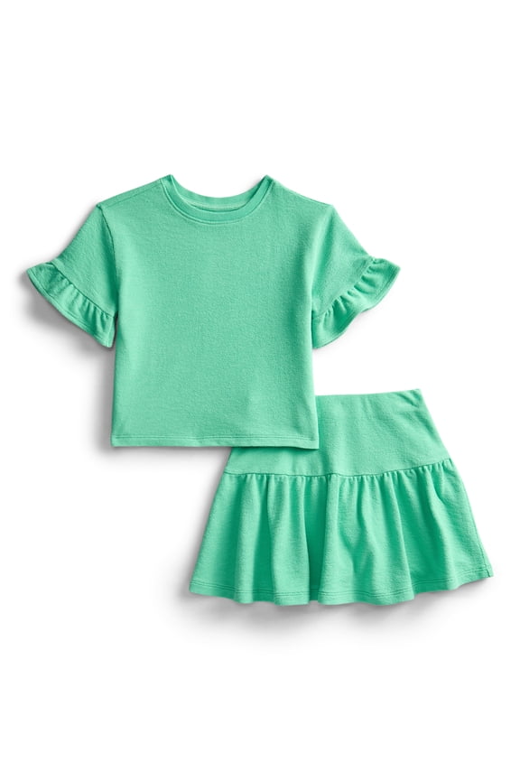 Girls Ruffle Tee and Scooter Skirt Outfit Set, 2-Piece, Sizes 4-10