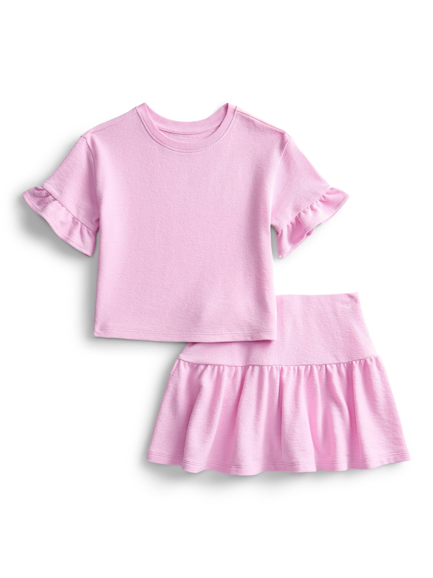 Wonder Nation Girls Ruffle Tee and Scooter Skirt Outfit Set, 2-Piece, Sizes 4-10