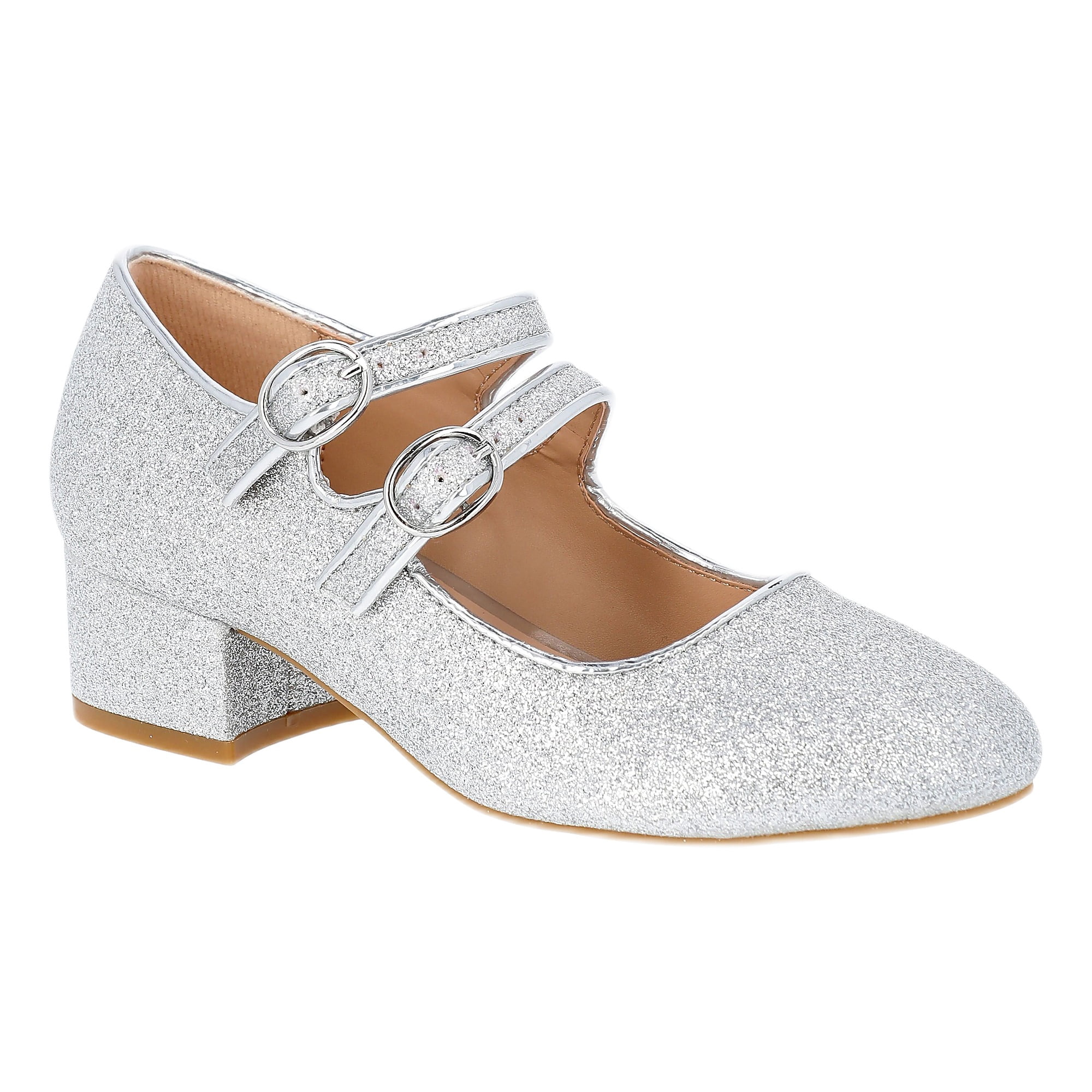 Wonder Nation Toddler, Little and Big Girls Double Strap Dress Shoes with Block Heels
