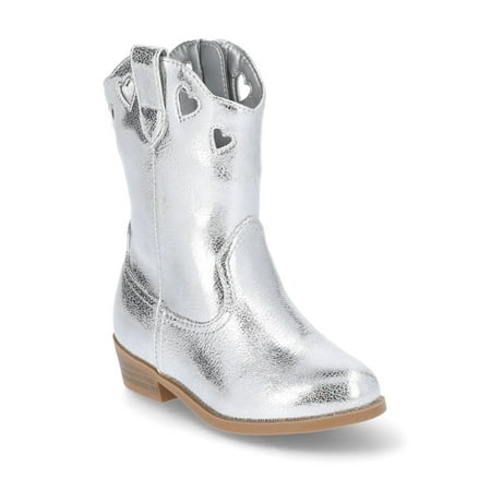 Wonder Nation Little Girls and Big Girls Metallic Heart Cowgirl Western Boot