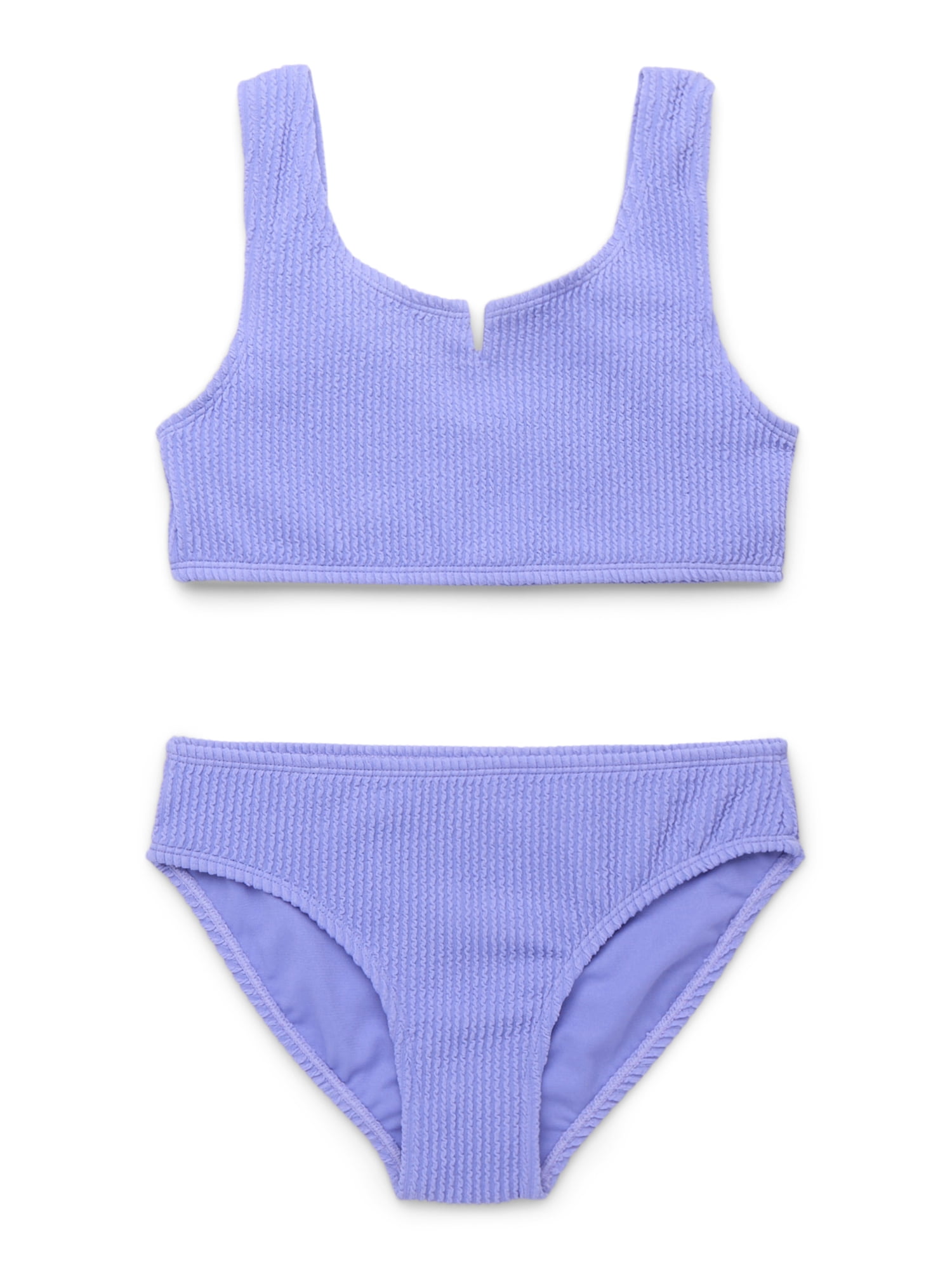 Wonder Nation Little Girls and Big Girls Scrunch Bikini Swimsuit with UPF 50+, 2-Piece, Sizes 4-18