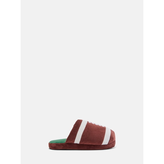 Wonder Nation Little and Big Boys Football Puffed Scuff Slippers, Medium Width