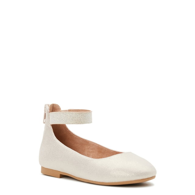 Wonder Nation Little and Big Girl Ballet Flats with Ankle Strap, Sizes
