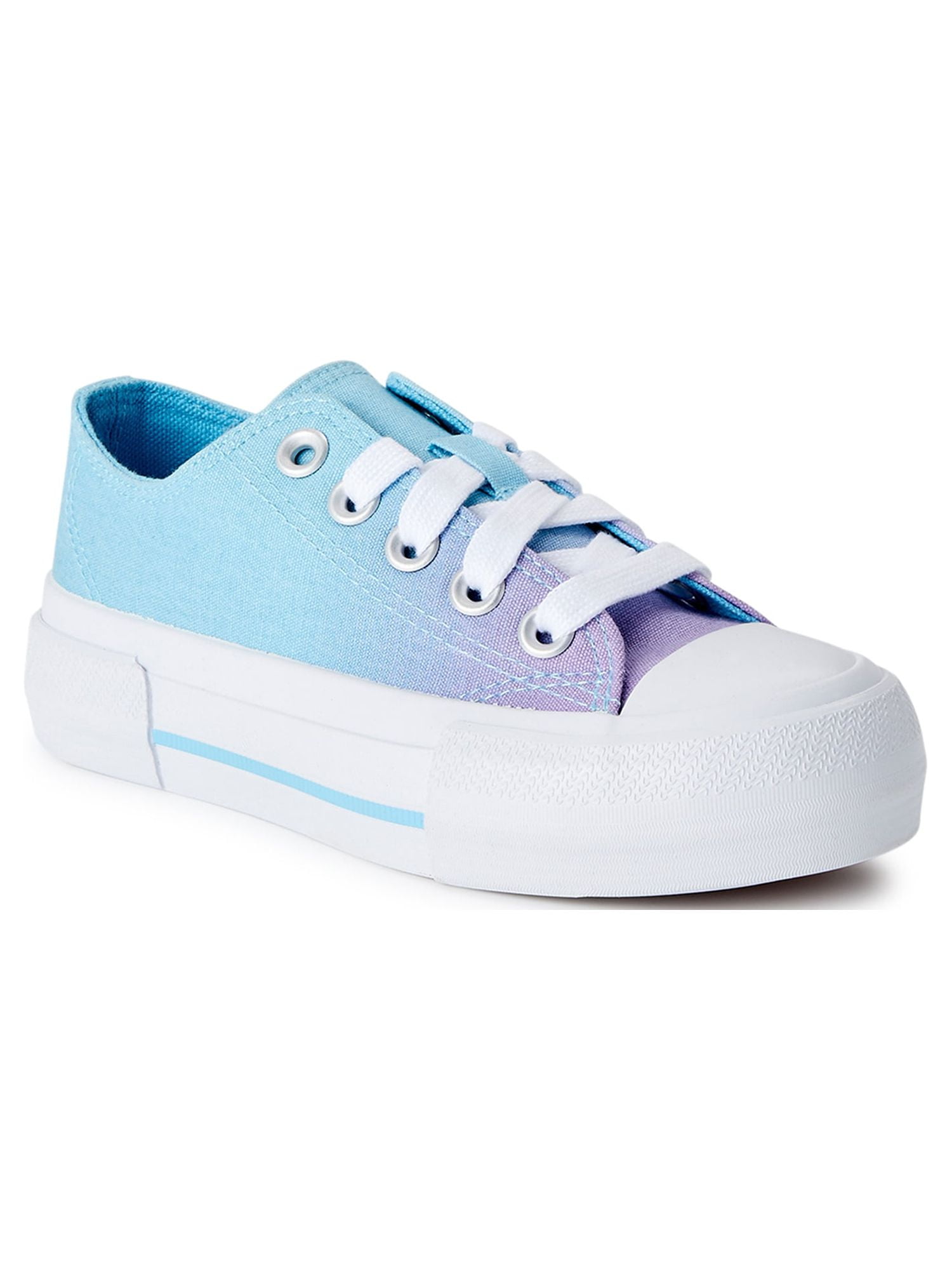 Wonder Nation Little and Big Girls Platform Canvas Sneaker, Sizes 13-6