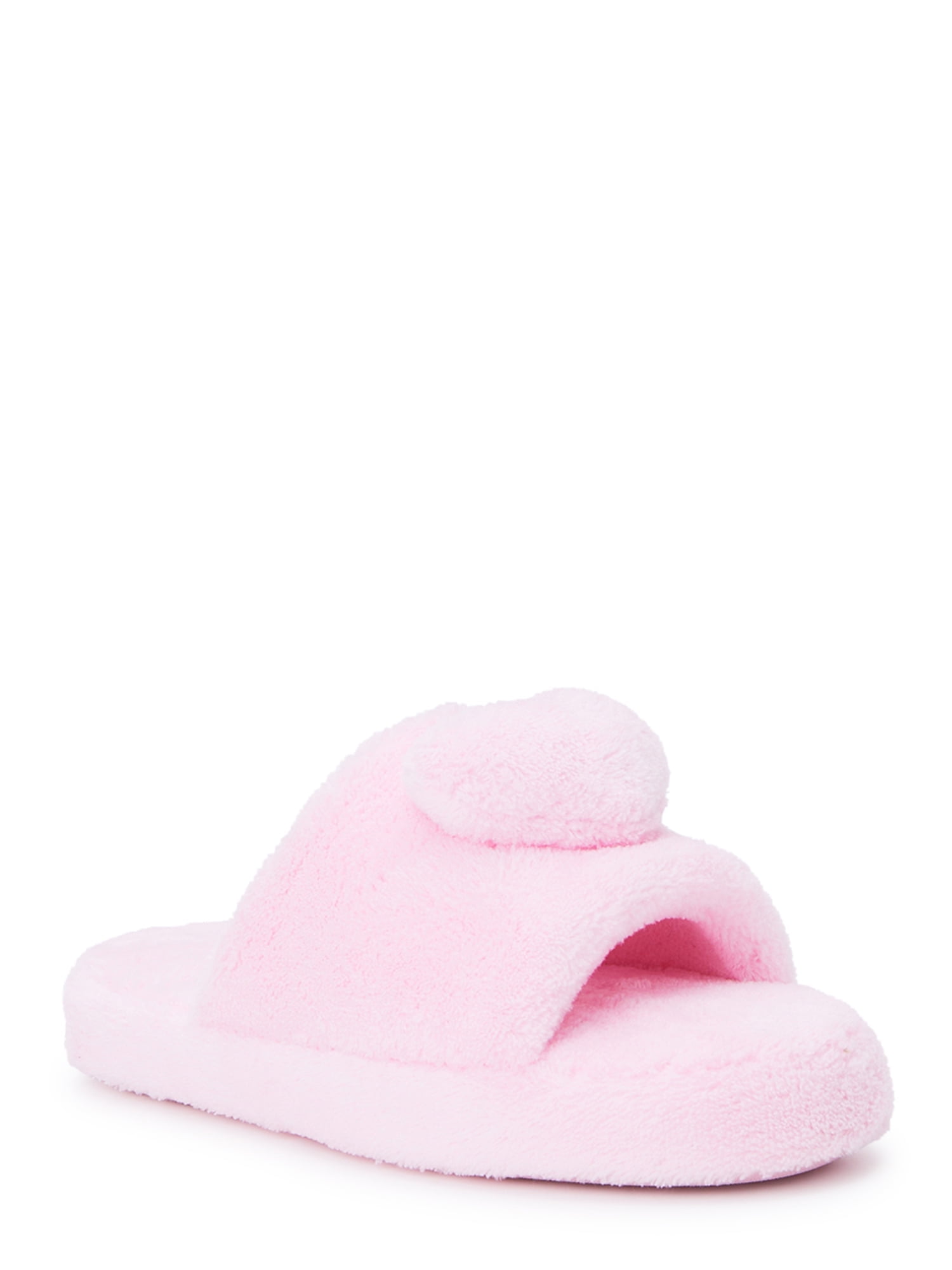 Wonder Nation Little and Big Girls Plush Slide Slippers, Sizes 13/1-6 