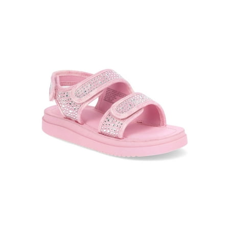 Wonder Nation Little and Big Girls’ Rhinestone Two Strap Sandals