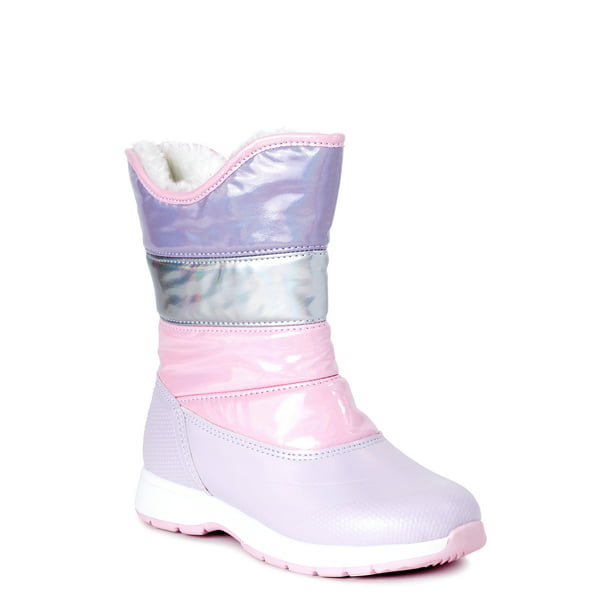 Wonder Nation Metallic Puffer Insulated Snow Boot (Little Girls & Big ...